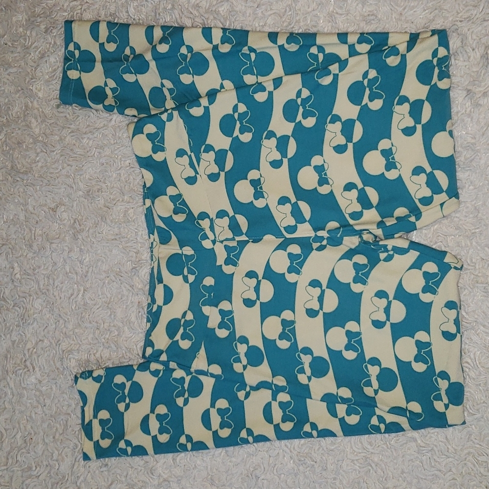 Lularoe Minnie Mouse Blue & White Buttery Soft Legging One Size - Picture 2 of 8